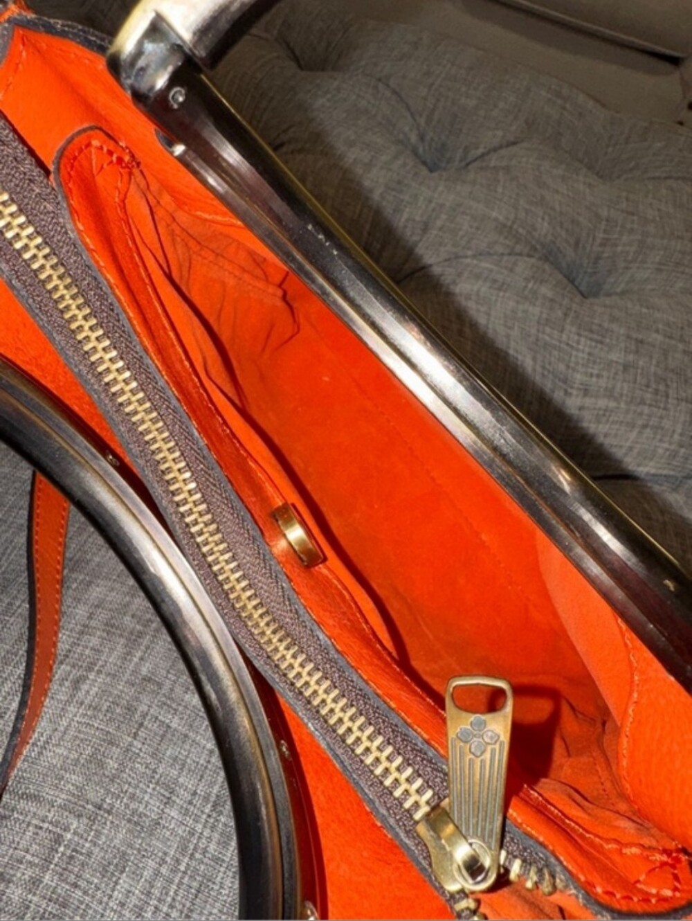 Patricia Nash Bag Aria Double Ring Orange Leather Floral Laser Cut Crossbody - Picture 10 of 16
